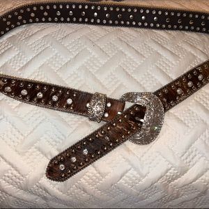 Nacona womens western cowhide rhinestone belt